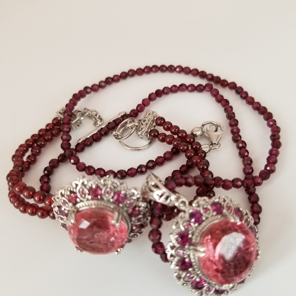 Poudretteite Quartz. Necklace and Bracelet.